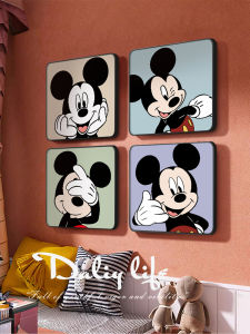 Mickey Mouse ห้องนอนตกแต่งภาพวาดสไตล์โมเดิร์นคริสตัล Porcelain Animation Design Wall Art สําหรับห้องเด็ก