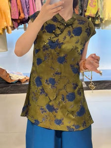 QINGNAER | Elegant Mandarin Collar Slim Fit Sleeveless Blouse for Plus Size
