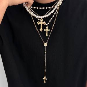 Lacteo 4 Cái/bộ Bohemia Giả Ngọc Trai Vòng Cổ Choker Bộ Màu Vàng Túi Đeo Chéo Vintage Trang Sức Charm Dành Cho Nữ