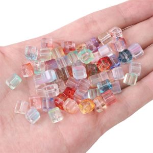 30pcs 7mm Cube Square Faceted Czech Crystal Glass Beads Loose Crafts Beads for Necklace Bracelet DIY Jewelry Making