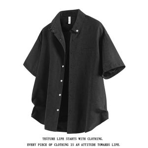 Casual Style Mens Short Sleeve Shirt Stand Collar Summer Breathable Polyester Fiber Woodpecker Brand Versatile College Style Jacket