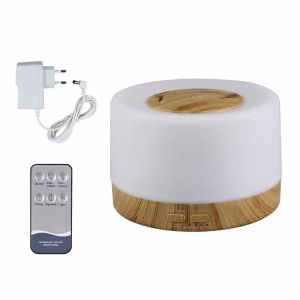 Wood Grain Ultrasonic Air Humidifier Bedroom Aroma Diffuser with Remote Control Timing Auto shut-off Seven-color Night Lights