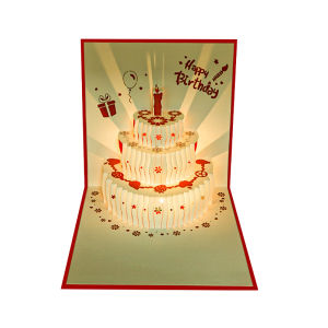 3D Cake Music Birthday Greeting Card Elegant Souvenir Happy Birthday Wishes Card for Boyfriend Girlfriend European Style Folded Card