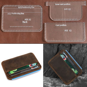 3pcs/ set Leather Handmade Craft Women Mini Card Case Pocket Wallet Sewing Pattern Acrylic Stencil Template Sewing with Holes