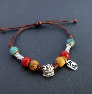 Ethnic Style Ceramic Beaded Necklace Womens New Chinese Retro Woven Rope National Wind Hanfu Clavicle Chain Fashion Jewelry