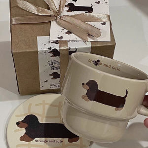 Dachshund Dog Mug Ceramic Cup Funny Cute Sausage Dog Milk Coffee Mug with Handle Present for Lovers Friends Christmas Gift
