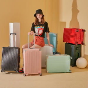 High Quality 14"20"24"26 Inch Womens Aluminum Frame Carry-on Makeup Travel Red Suitcase Sets With Silent Wheels Password Lock Trolley Rolling Luggage Cosmetic Bag Free Shipping