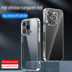 Luxury Semi Transparent Tempered Glass Phone case for 17 Air 16 15 14 13 12 Mini 11 Pro Max 7/8 Plus Shockproof Hard Back Cover