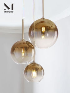 Scandinavian Modern Minimalist Dining-Room Lamp Bedroom Bedside Length Suspension Wire Living Room Bar Kitchen Three-Head Glass Ball Chandelier