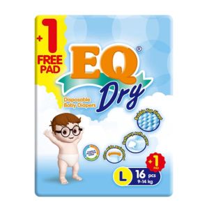 EQ Dry Travel Pack Large 16s - Tape Baby Diapers