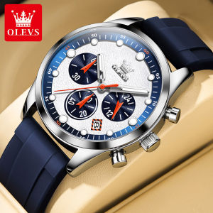 OLEVS Watch For Men Genuine Brand 2024 New Waterproof Original Casual Chronograph Silicone Strap Calendar Luminous Sport Mens Watch