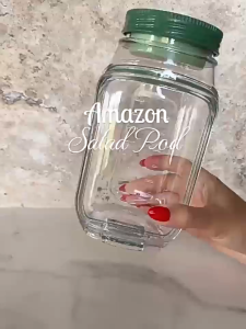 [SG] Food grade/BPA free salad Jar side open with leakproof dressing compartment safe for meal prep