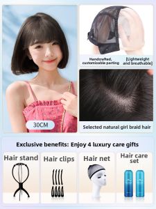 Natural Hand-tied Real Hair Short Bob Wig