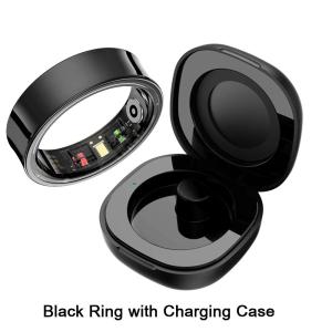 R09 Smart Ring - IP68 Waterproof Fitness Tracker with 24/7 HR & SpO2 Sleep Tracking Activity Tracker for Men Women Gift Idea for Birthday Valentines Day Compatible with Android iOS Includes Wireless Charging Case