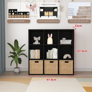 KEBIXIONG | Tủ Tự Kết Hợp Gỗ Thật Màu Đen Nhật Bản