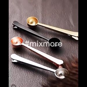 Muỗng/thìa định lượng inox không gỉ kết hợp kẹp miệng túi nhiều màu từ Mixmore