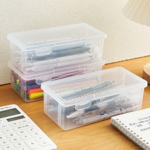 PICKIT 1Pcs School Stationery Supplies Plastic Pencil Box Large Capacity With Buckled Storage Box  Multifunctional Pencil Case