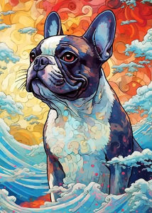 BILIBILI | Oil Painting By Numbers The French Ukiyoe Bulldogs Digital Oil Painting Home Room Wall Decoration