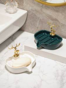 Scandinavian Accessible Luxury Ceramic Soap Box Draining Soap Storage Rack No Water For Home Toilet Soap Dish Support Punch-Free