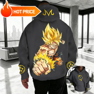Bandai | Son Goku Saiyan Dragon Ball Harajuku Streetwear Men Vintage Hoodie Winter Women Oversized Hooded Sweatshirt Long Sleeve Top Y2k