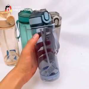 800ML Large Capacity Portable Water Bottles with Scale and Pop-up Straw Sports Gym Carry On