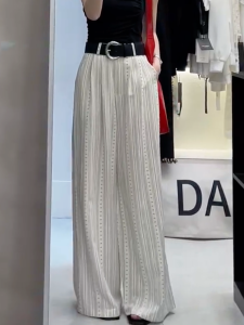 MANMI | Quần Dài Phong Cách Vintage In Sọc Đơn Giản Rộng Thoáng