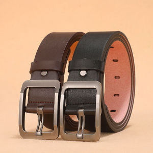 Leather Belt Mens Buckle Casual Simple Genuine Leather Belt for Middle-aged And Young Men Alloy Buckle Waist Belt