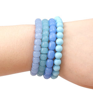 20ชิ้น/ถุงสีแก้วสีฟ้าลูกปัดอวกาศหลวมสำหรับสร้อยข้อมือสร้อยคอเครื่องประดับ DIY งานฝีมือทำลูกปัด