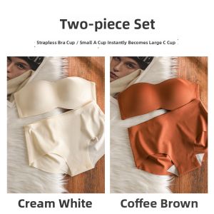 Strapless Gathering Lightweight Anti-slip Invisible Side-supporting Bra