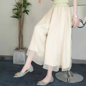 Summer Lightweight Cool Pants Womens 2025 New Trendy Design Sensation Cuffed Lace Lantern Casual Pants High Waist Nine Points