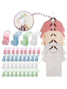 20PCS Wardrobe Hanger Hooks Organizer Connect Multifunction Cascading Plastic Bedroom Wardrobe Storage Space Saving Coat Hook