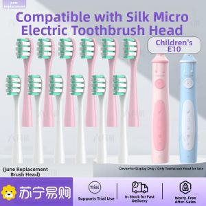 Initial June Soft Bristle Childrens Electric Toothbrush Head Replacement for Jskywill Silk Micro E10 Deep Cleaning