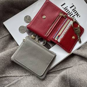 Womens Mini Coin Purse Leather Keychain Integrated Zipper Storage Bag Retro Style Fashionable Compact Wallet Youth Friendly