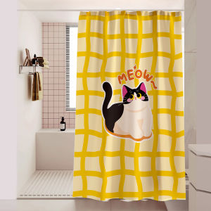 Cute Bear X Call Me Mage Waterproof Moldproof Bathroom Curtain Set No Drilling Required French Style Polyester Partition