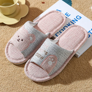 Dép Vải Cotton Dễ Thương Cho Nữ Dép Vải Lanh Cotton Mùa Đông Trong Nhà Chống Trượt Cho Cặp Đôi Dép Vải Cotton Mùa Xuân 2024