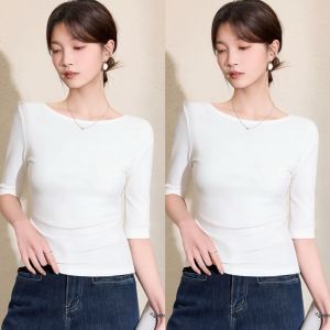 QIAOCHENXIAN | Five-Sleeve Slim Fit T-Shirt Large Size