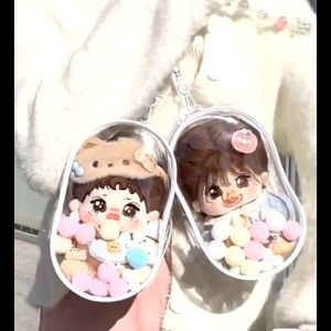 【NEW】15cm 18cm 20cm Labubu Doll Bag PVC Transparent Display Box Protection Cover Keychain Cartoon Waterproof Dustproof Plush Pendant SKULLPANDA Pop