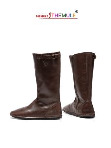 THEMULE | Retro Brown Leather Womens Boots Flat Wide Fit