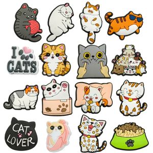 16Pcs Cat Shoe Charms for Clog Cute Cat Charms Decoration for Kid Party Favor Gifts