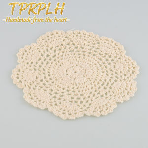 20cm Handmade Crochet Lace Doily Placemat Round Table Mat Coaster Cup Pad for Kitchen Dining Decor Heat Resistant Photo Props