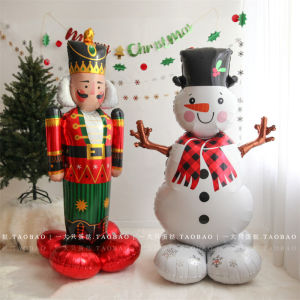 Christmas Eve Stand up Aluminum Foil Balloons 3D Cartoon Decorations Soldier Nutcracker Design Festival Celebration Supplies