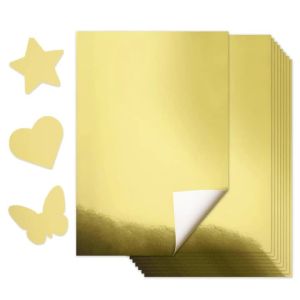 10 Sheets A4 Size Metallic Gold Card Stock Paper with High Reflective Mirror Single-Sided DIY Craft Mirror Polished Card Stock