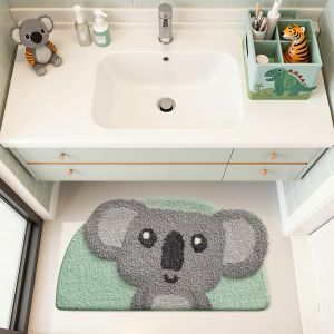 VIKAMA Cartoon Animal Wool-Like Carpet for Childrens Bedroom Soft Area Rug Anti-Slip Bathroom Floor Mat Home Decoration