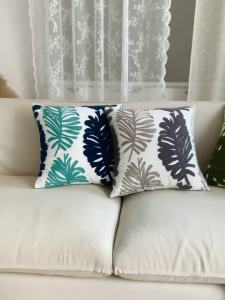 BUYNOW Leaf Embroidered Pillowcase 45x45cm Popular Nordic Style Pure Cotton Cushion Living Room Sofa Cushion Pillow Cover Decor