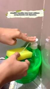 Tempat Wadah Sabun Cuci Piring Model Bulat 2in1 Soap Pump Dispenser Premium