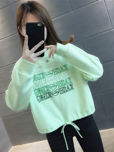 Spring Early High Waist Short Sweatshirt Womens Fashion Thin New Style European Goods Top Korean Version Long Sleeve Hoodie