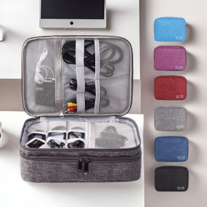 Black Oxford Electronic Accessory Storage Bag Cube Travel Bag Portable Data Cable Headphone Organizer Bag Office Supplies