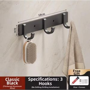 Wall Mounted No-drilling Hooks Door & Bathroom