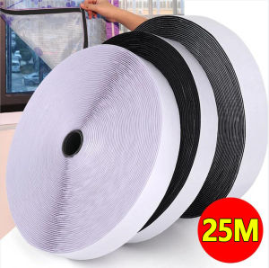 Băng Keo Tự Dính 25 Mét Băng Dính Móc Và Vòng Màu Đen Trắng Nylon Có Keo Dính Chắc Chắn Cho Túi Xách Quần Áo Giày Dép - 20/25/30/50MM