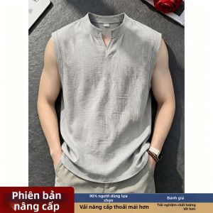 Áo Thun Không T Tay Thoáng Khí Giống Vải Lanh Hút Mồ Hôi